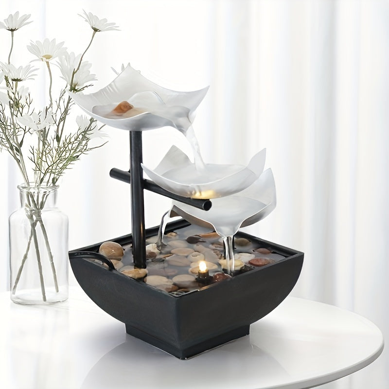 Fontaine LED Mini-Table – Décoration Relaxante avec Éclairage et Effet Cascade pour Salon et Bureau