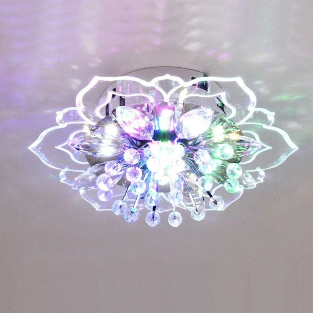 FloralGlow - Lamp de plafond en cristal LED pour l'élégance