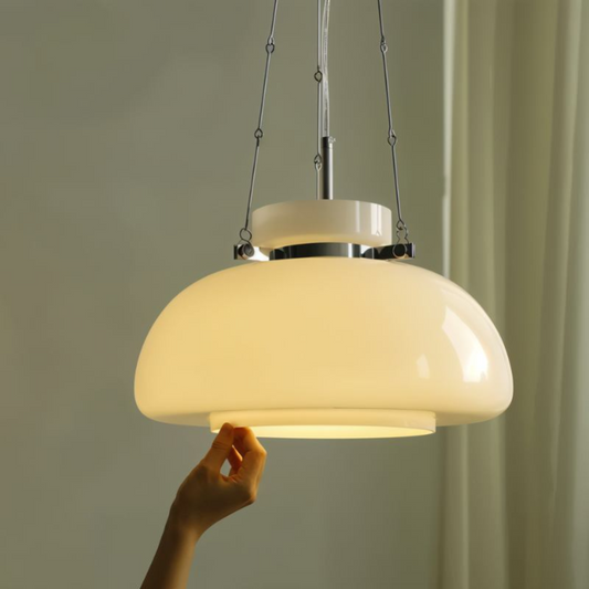 Suspension Milky en Verre et Métal – Lampe Moderne au Design Vintage Élégant
