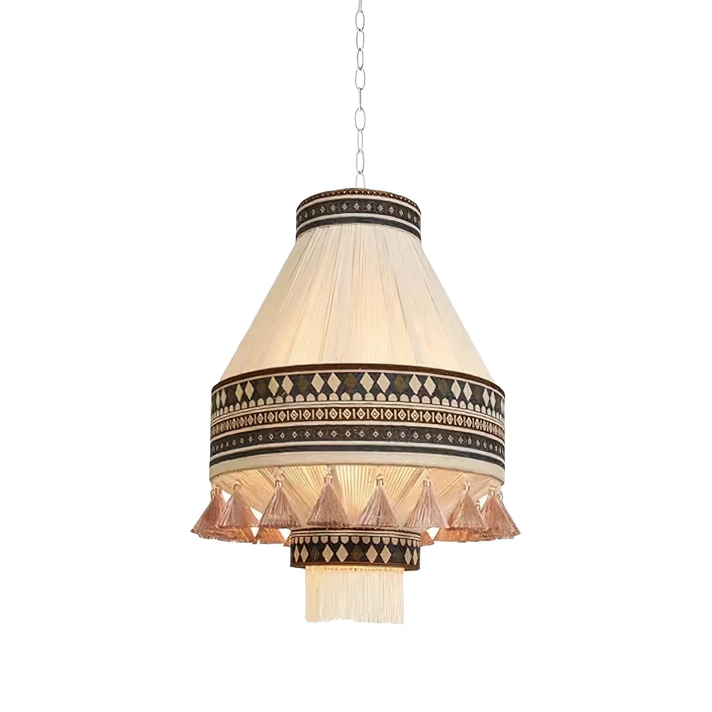 Suspension Bohemian Fringe - Lampe Pendante avec Franges et Design Tribal