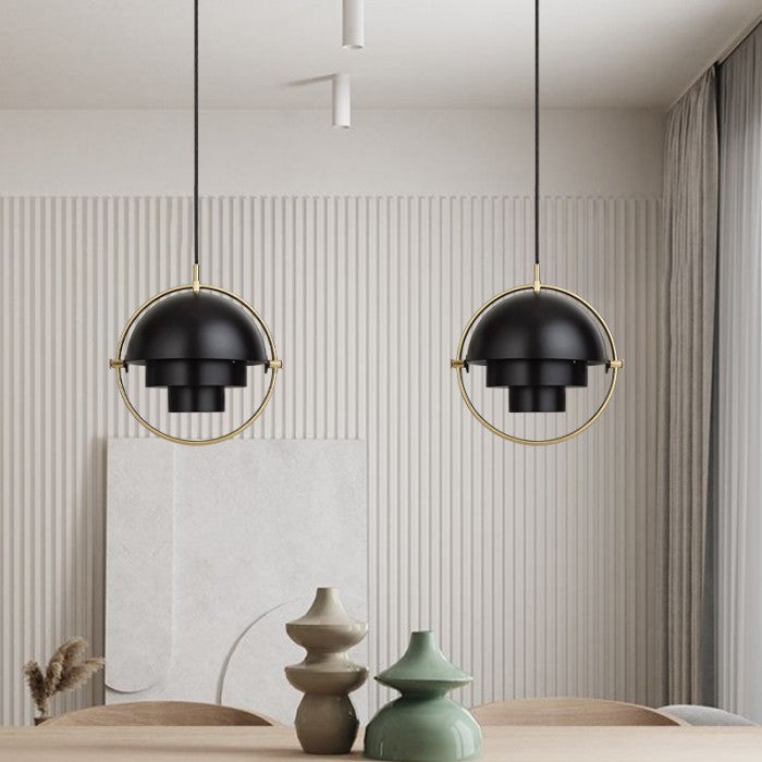 Lampe Pendante LED HanuGlo – Suspension Métallique Moderne à Multi-Couches Rotatives