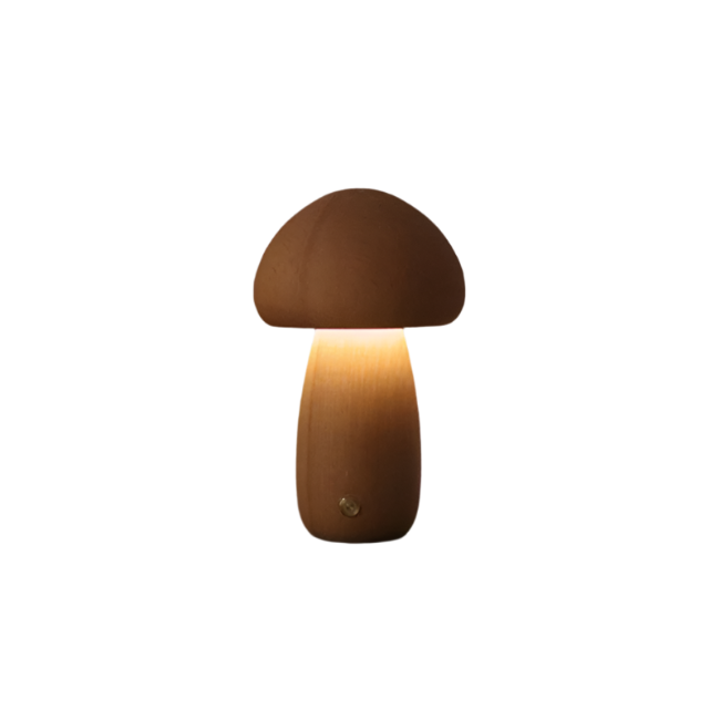 Lampe de Table Rechargeable en Bois "Champignon" LED - Écologique et Tactile