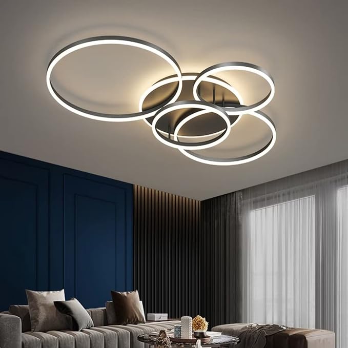 Plafonnier LED Moderne avec Télécommande - Éclairage Dimmable en Or et Noir
