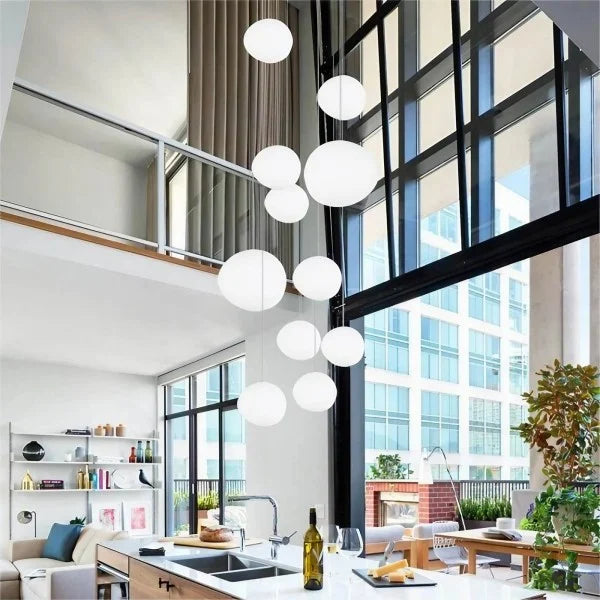 Suspension Nado en Verre Satiné – Design Minimaliste, Lumière Douce, Différents Tailles