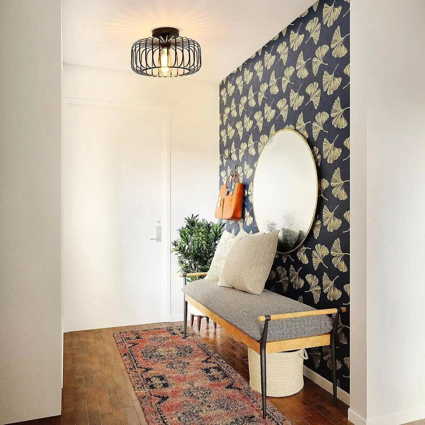 Lampe de Plafond Élégante – Design Cage à Oiseaux, Éclairage Chaleureux E26