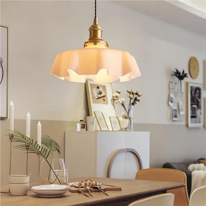 Lampe Suspendue Rétro Fleur en Verre - Glamour Nostalgique