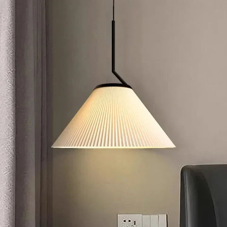 Suspension Nordic Plissée Crème – Design Scandinave Élégant en Tissu LED