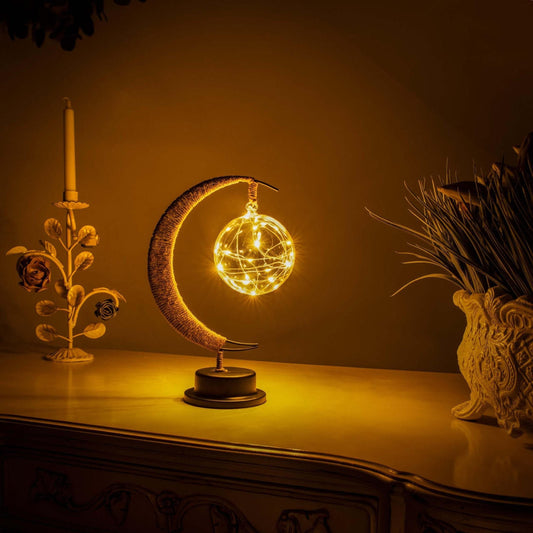 Lampe Lunaire Enchantée - Lune Magique en Verre avec Lumière LED