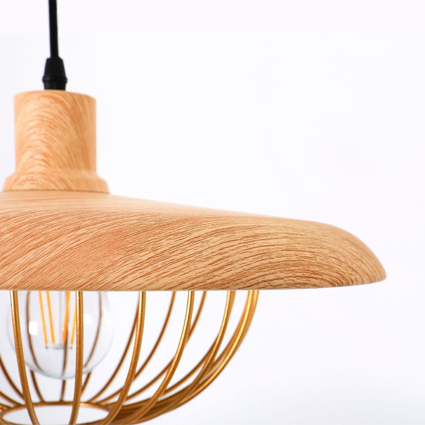 Suspension Imitation Bois - Lampe Suspendue au Style Nordique avec Détails Industriels