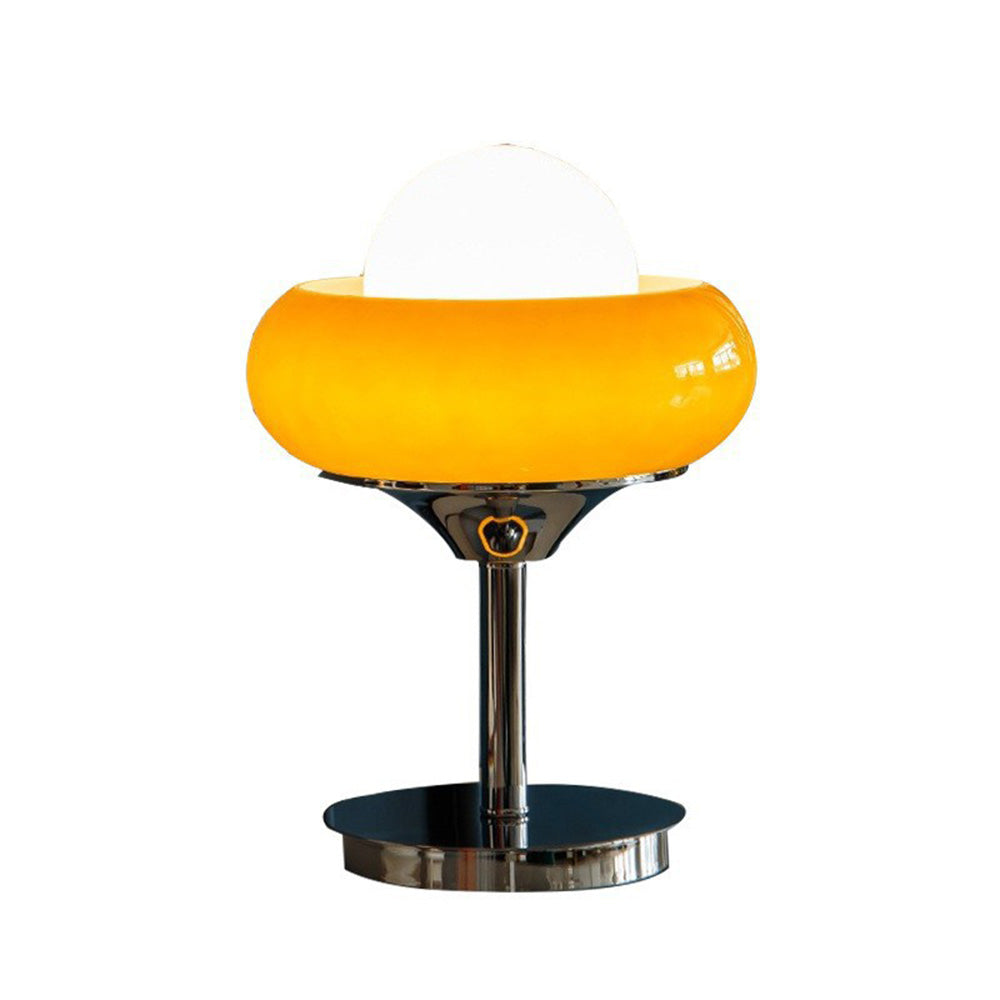 Lampe de Table Vintage Bauhaus Jaune en Verre - Design Élégant et Moderne