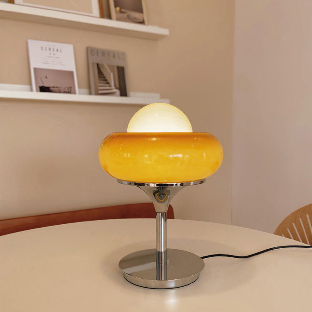 Lampe de Table Vintage Bauhaus Jaune en Verre - Design Élégant et Moderne