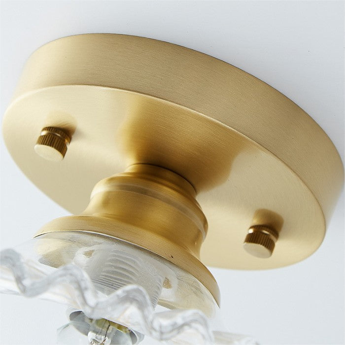 Lampe de plafond à pétales striés en verre clair – Design floral vintage élégant
