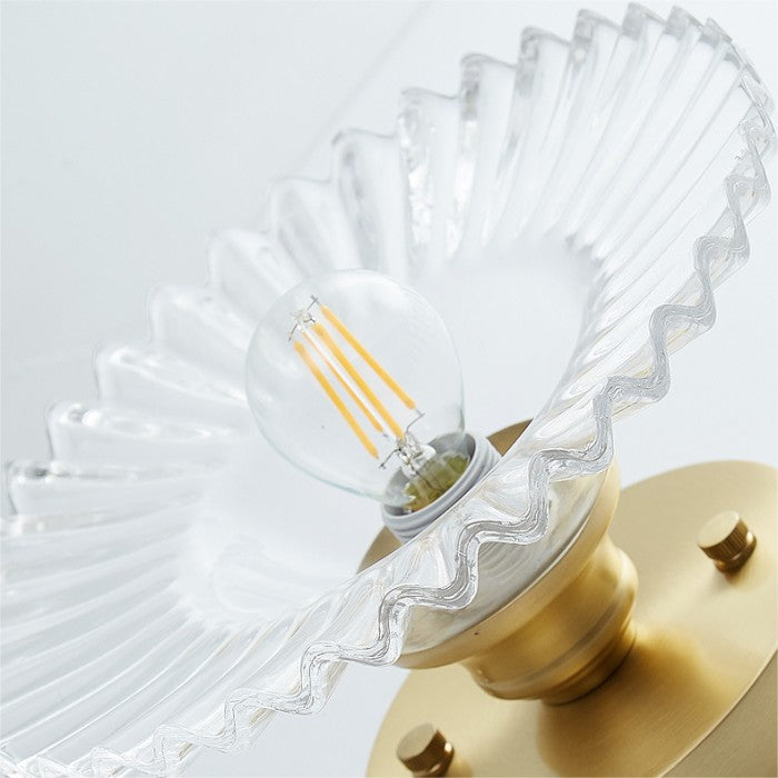 Lampe de plafond à pétales striés en verre clair – Design floral vintage élégant