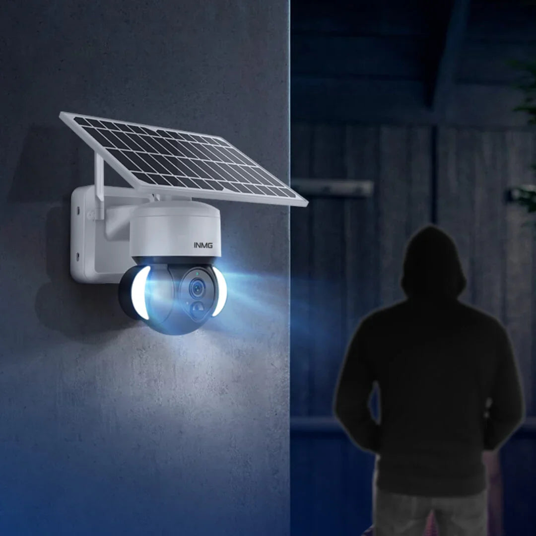 Caméra de Surveillance SoliGuard – Solaire, HD, Détection de Mouvement, Vision Nocturne, Dôme Rotatif Motorisé