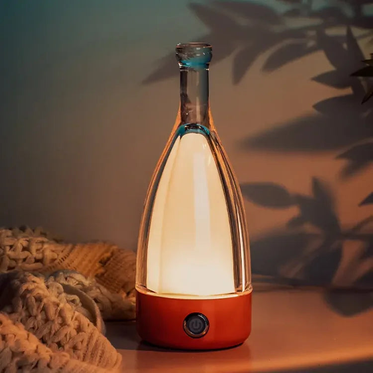Lampe de Nuit Décorative Rechargeable en Forme de Bouteille de Vin – Éclairage Ambiance LED avec Fonction Dimmable