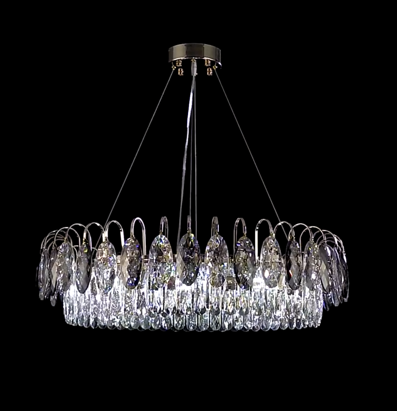 Chandelier Cristal K9 - Luminaire Élégant en Métal Rose Gold, LED Dimmable, Plusieurs Tailles