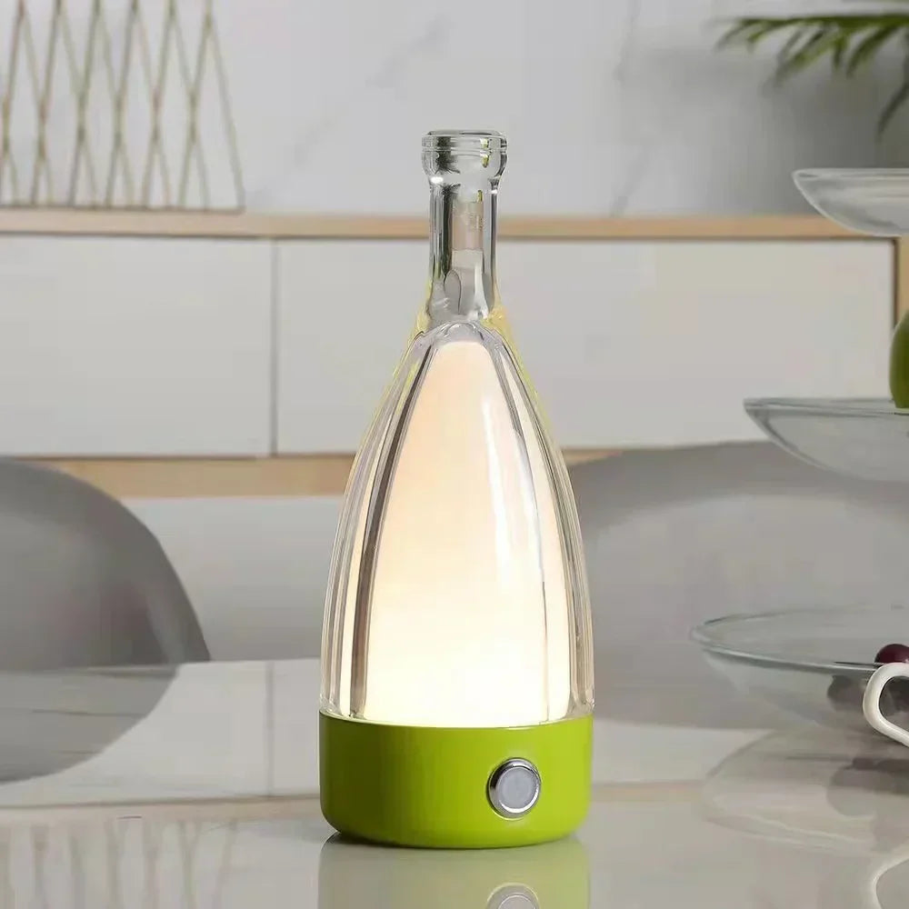Lampe de Nuit Décorative Rechargeable en Forme de Bouteille de Vin – Éclairage Ambiance LED avec Fonction Dimmable