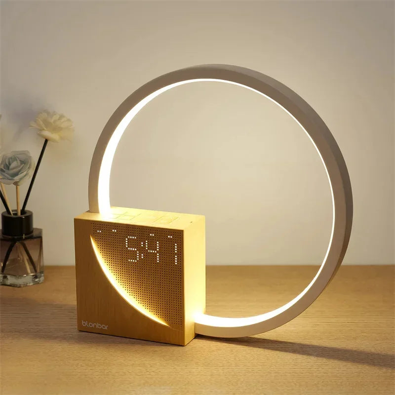 Lampe de Réveil avec Contrôle Tactile – Éclairage de Nuit Moderne en Bois