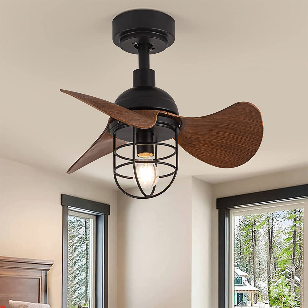 Ventilateur de Plafond avec Éclairage - Design en Noyer Foncé pour Petits Espaces
