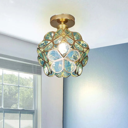 Éclairage de Plafond en Verre Style Fleurs - Lampe Élégante pour Entrée