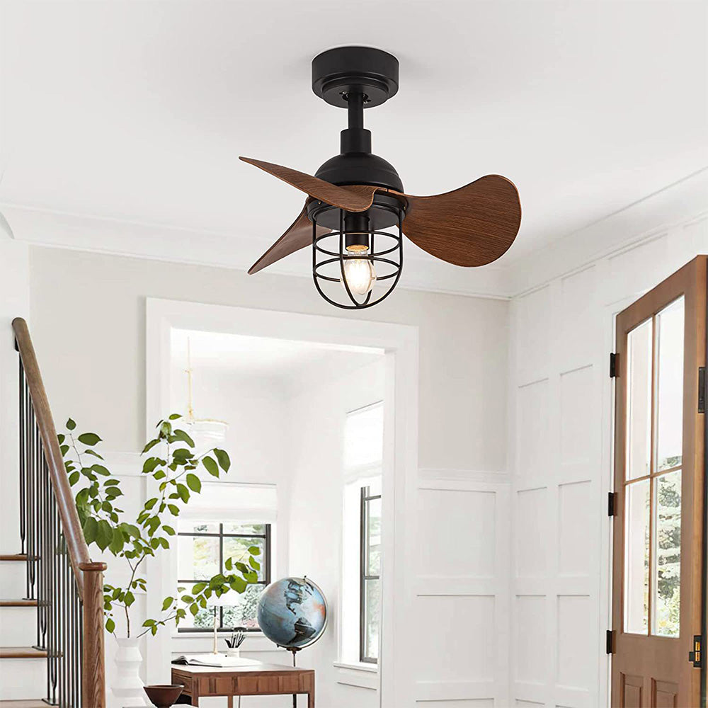 Ventilateur de Plafond avec Éclairage - Design en Noyer Foncé pour Petits Espaces