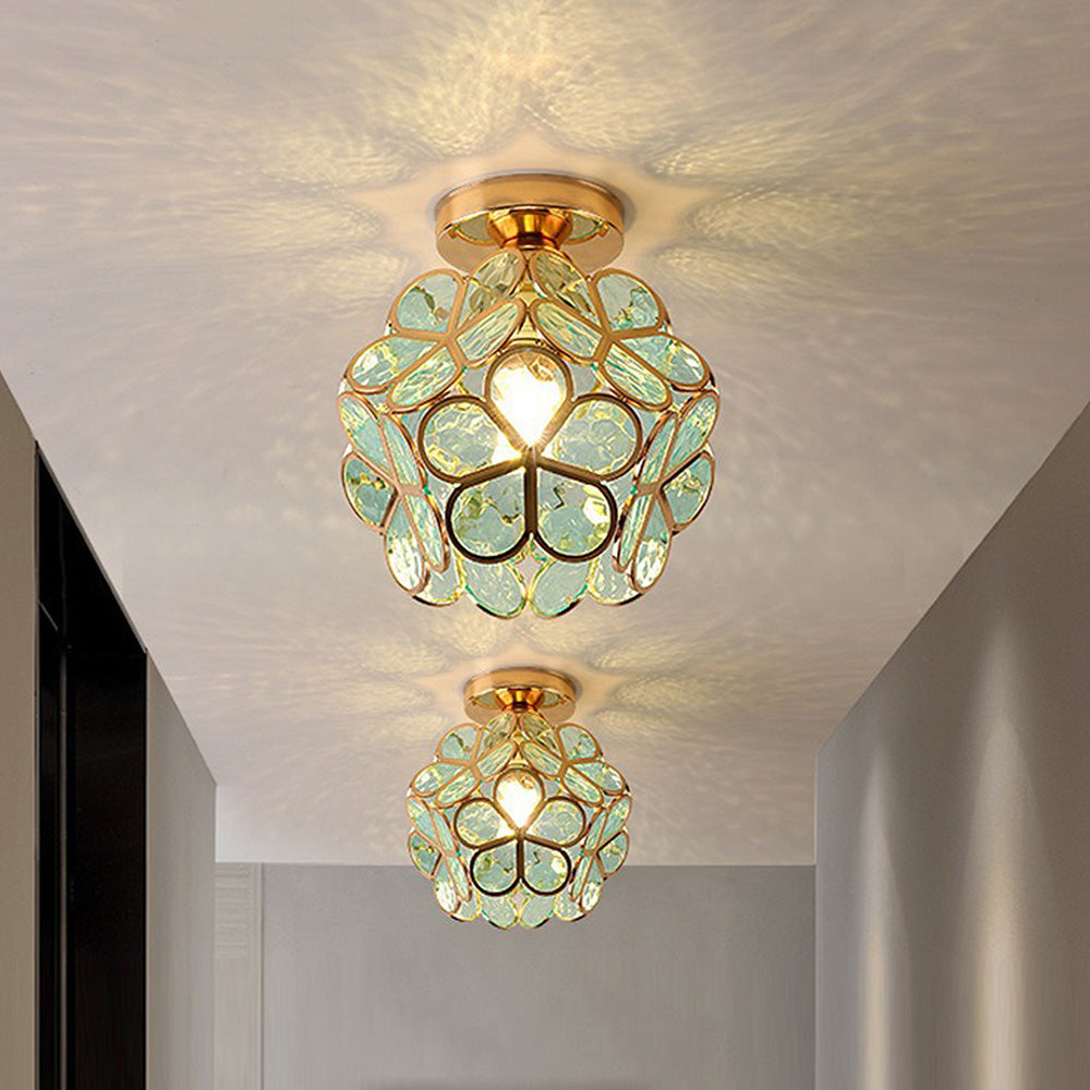 Éclairage de Plafond en Verre Style Fleurs - Lampe Élégante pour Entrée