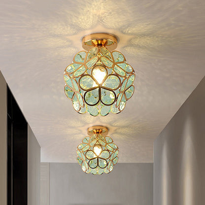 Éclairage de Plafond en Verre Style Fleurs - Lampe Élégante pour Entrée