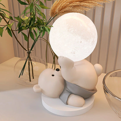 Lampe de Table Teddybär avec Lune – Éclairage Apaisant pour Enfants et Décoration