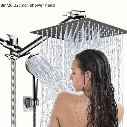 Douche à effet de pluie double à haute pression avec pulvérisateur à main