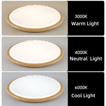 Plafonnier LED Rond Wooden Wrinkles - Design Naturel et Moderne pour Chambre