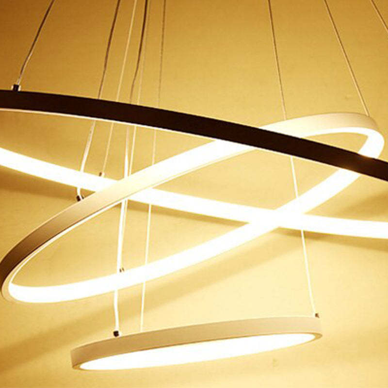 Lampe Suspension Moderne Yumanira avec 3 Anneaux – Éclairage Design LED, Réglable avec Télécommande