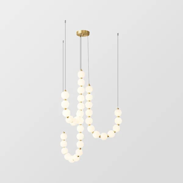 Chandelier Luxe Perles - Design Élégant en Métal et Acrylique, LED, H65 cm