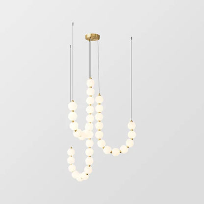 Chandelier Luxe Perles - Design Élégant en Métal et Acrylique, LED, H65 cm