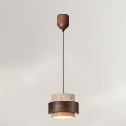 Lampe de Chevet Ascend Retro Wabi-Sabi – Élégance Minimaliste avec Travertin et Bois