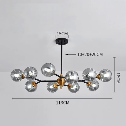 Chandelier Plafonnier en Verre Soufflé LED - Éclairage Moderne et Élégant pour Salon et Chambre