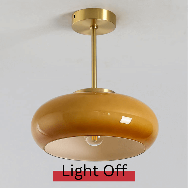 Plafonnier Vintage Semi Flush 11" avec Abat-jour en Verre Orange – Élégance Rétro et Lumière