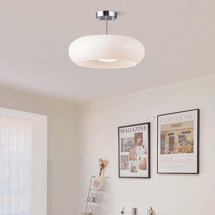 Plafonnier Vintage Semi Flush 11" avec Abat-jour en Verre Orange – Élégance Rétro et Lumière