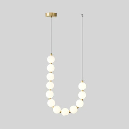 Chandelier Luxe Perles - Design Élégant en Métal et Acrylique, LED, H65 cm