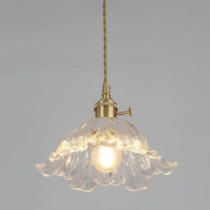 Suspension en Verre en Forme de Fleur - Lampe Pendante Élégante avec Finition en Or