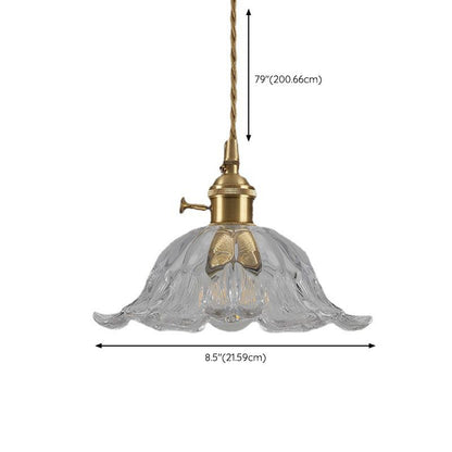 Suspension en Verre en Forme de Fleur - Lampe Pendante Élégante avec Finition en Or