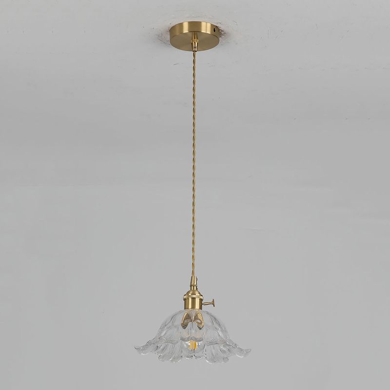 Suspension en Verre en Forme de Fleur - Lampe Pendante Élégante avec Finition en Or