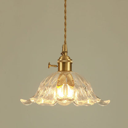 Suspension en Verre en Forme de Fleur - Lampe Pendante Élégante avec Finition en Or