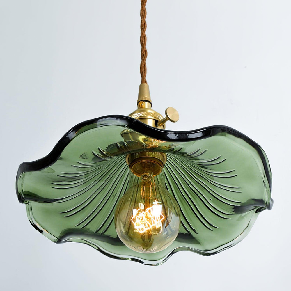 Suspension LED en Verre Floral – Élégance et Ambiance Chaleureuse E27