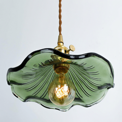 Suspension LED en Verre Floral – Élégance et Ambiance Chaleureuse E27