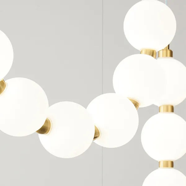 Chandelier Luxe Perles - Design Élégant en Métal et Acrylique, LED, H65 cm