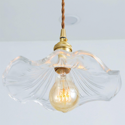 Suspension LED en Verre Floral – Élégance et Ambiance Chaleureuse E27