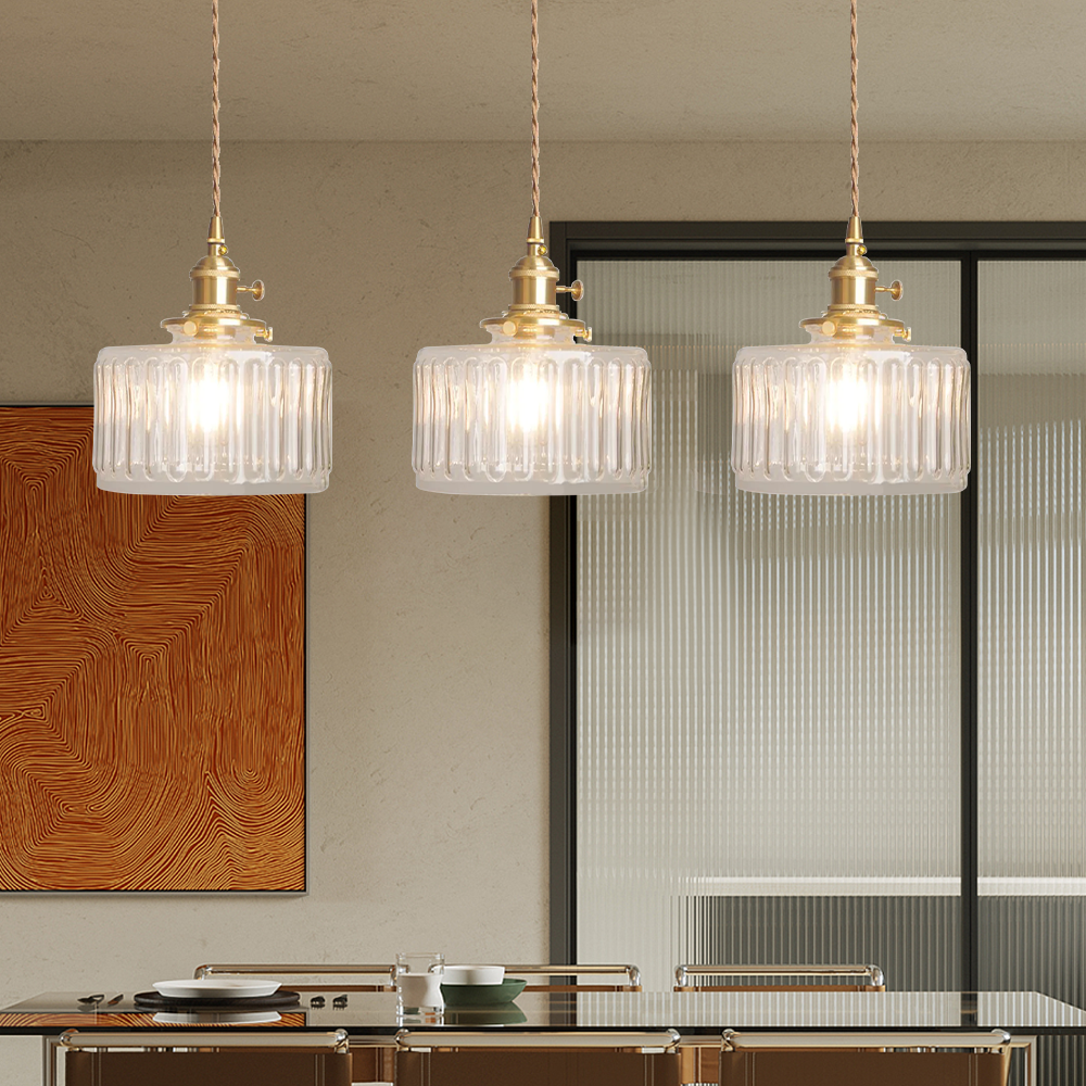 Lampe à suspension vintage en cristal – Élégance intemporelle avec abat-jour en verre