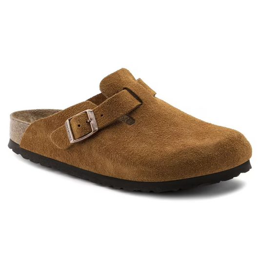 Boston | Cuir Velours Taupe – Sabots Classiques à Lit de Pied Moelleux Anatomique