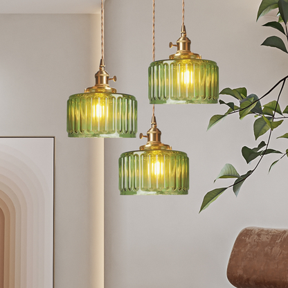 Lampe à suspension vintage en cristal – Élégance intemporelle avec abat-jour en verre
