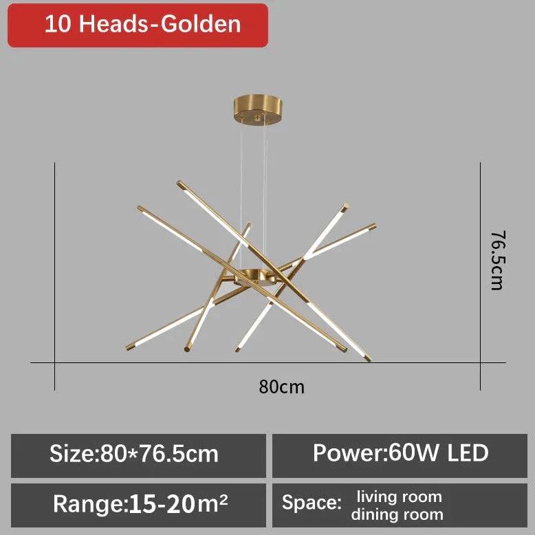 Chandelier Spider Moderne – Lustre Élégant avec 6 à 12 Lampes pour Salle à Manger, Salon et Bureau
